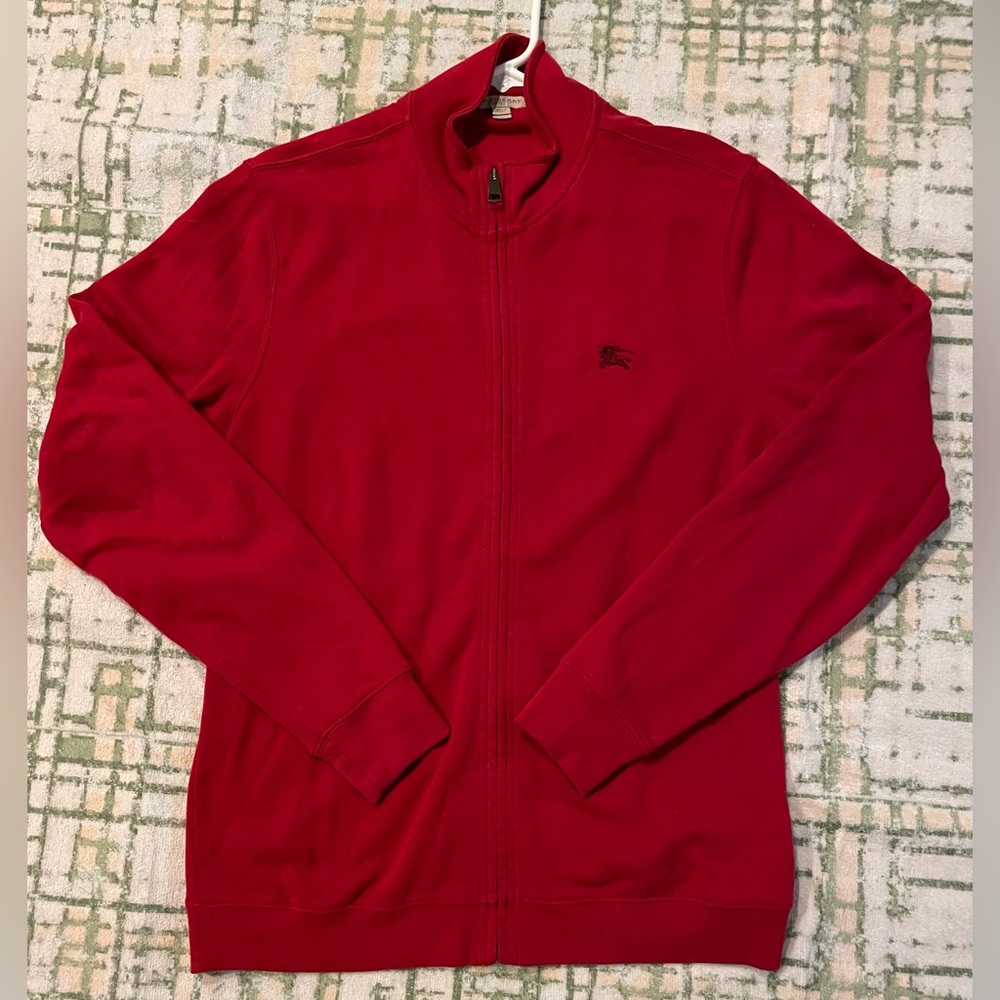 Burberry Men’s Red full zip sweater size M